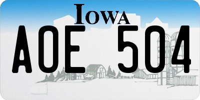 IA license plate AOE504