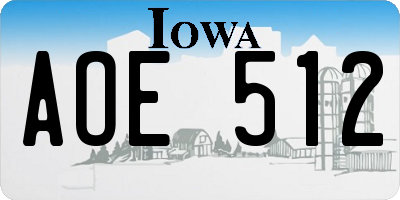 IA license plate AOE512