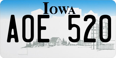 IA license plate AOE520