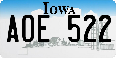 IA license plate AOE522