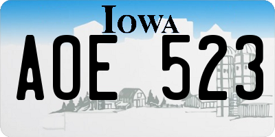 IA license plate AOE523