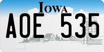 IA license plate AOE535