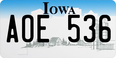 IA license plate AOE536
