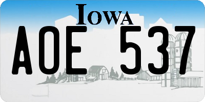 IA license plate AOE537
