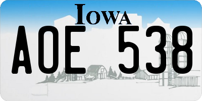 IA license plate AOE538