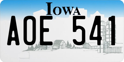 IA license plate AOE541