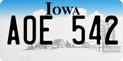 IA license plate AOE542