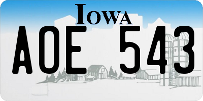 IA license plate AOE543