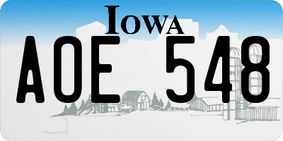 IA license plate AOE548