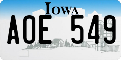 IA license plate AOE549