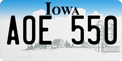 IA license plate AOE550