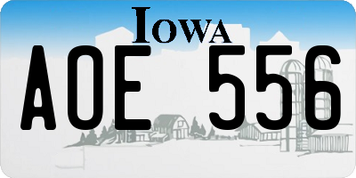 IA license plate AOE556