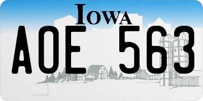IA license plate AOE563