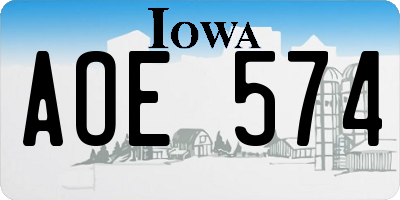 IA license plate AOE574