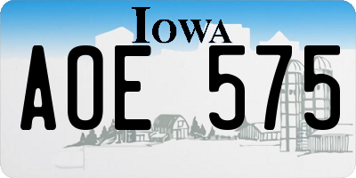 IA license plate AOE575