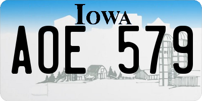IA license plate AOE579