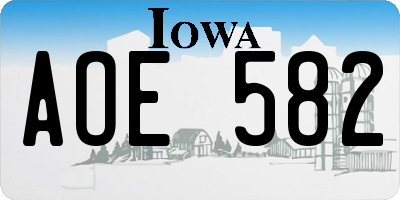 IA license plate AOE582