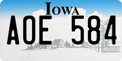 IA license plate AOE584