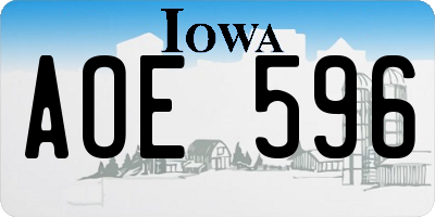 IA license plate AOE596