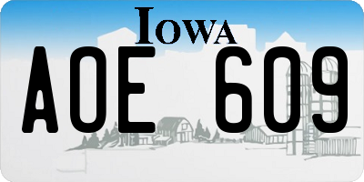 IA license plate AOE609