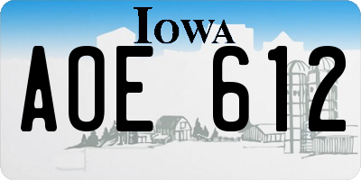 IA license plate AOE612