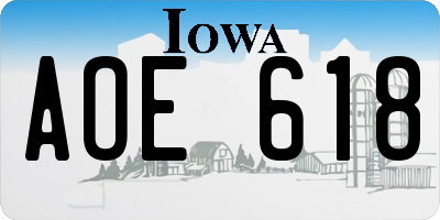 IA license plate AOE618