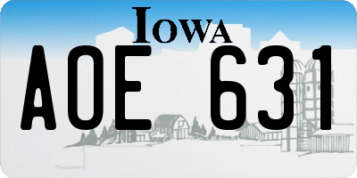 IA license plate AOE631