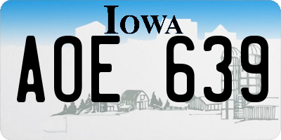 IA license plate AOE639