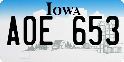 IA license plate AOE653