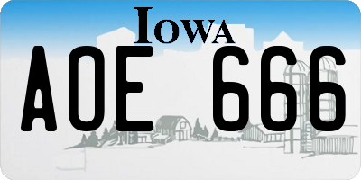 IA license plate AOE666