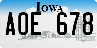 IA license plate AOE678