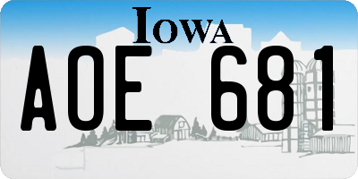 IA license plate AOE681