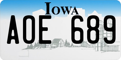 IA license plate AOE689