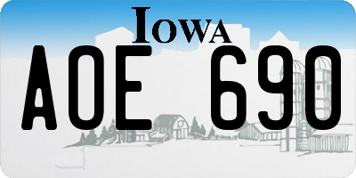 IA license plate AOE690