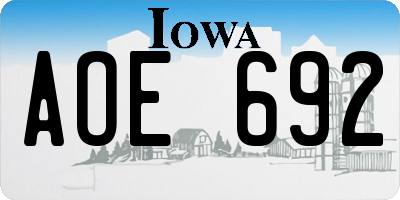 IA license plate AOE692
