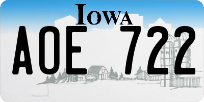 IA license plate AOE722