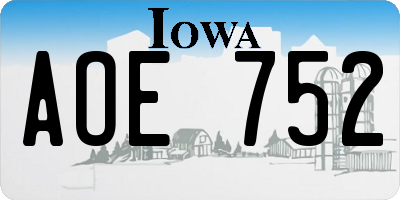 IA license plate AOE752