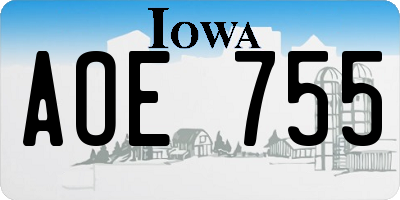IA license plate AOE755