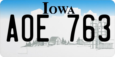 IA license plate AOE763