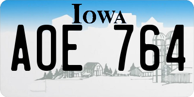 IA license plate AOE764