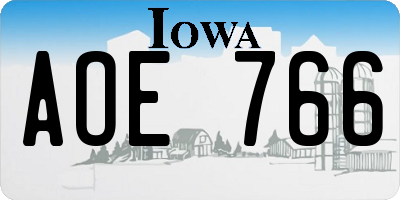 IA license plate AOE766