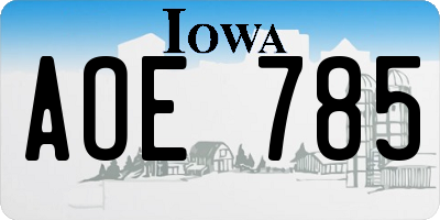 IA license plate AOE785