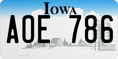 IA license plate AOE786
