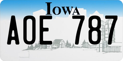IA license plate AOE787