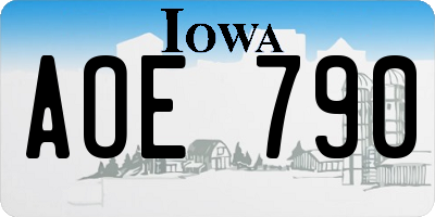 IA license plate AOE790