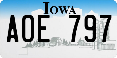 IA license plate AOE797