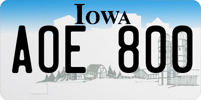 IA license plate AOE800