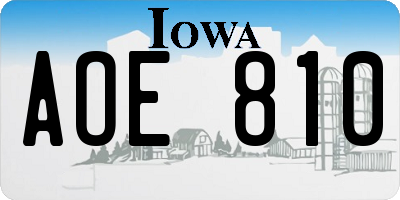 IA license plate AOE810