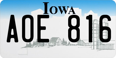 IA license plate AOE816