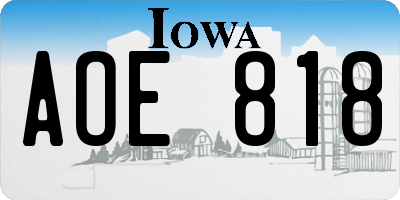 IA license plate AOE818